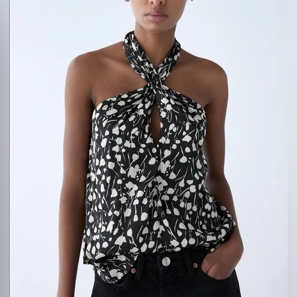 Zara Satin Print Halter - Picture 1 of 7